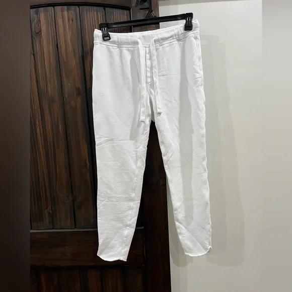 Frank and Eileen white raw edge hem cotton loungers small EUC - Picture 1 of 6